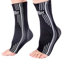 Doc Miller Ankle Brace Compression - 1 Pair Support Men Women Best Foot Sleeve Achilles Tendonitis Plantar Fasciitis Arthritis Fracture Reduces Swelling Pain Relief Orthopedic Stabilizer (Gray, L)