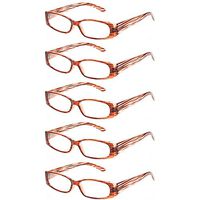 Kerecsen Unisex Adult Reading Glasses 5 Pack Flexible Spring Hinge Readers Includes Sun Readers Medium 5 Pack Brown