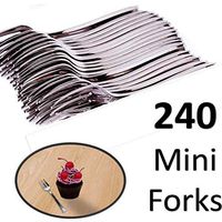 Silver Plastic Forks - Appetizer Forks - (Bulk 240 Ct) - Mini Forks Better Than Toothpicks - Disposable Plastic Silver Forks - Cocktail Forks