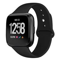 Kmasic Sport Band Compatible with Fitbit Versa/Fitbit Versa 2/Fitbit Versa Lite Edition, Soft Silicone Strap Replacement Wristband Versa Smart Fitness Watch, Large, Black