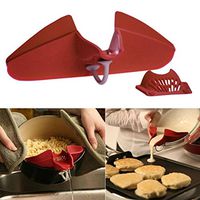 Tearoke Kitchen Cooking Tool Silicone Soup Funnel Gadget Water Deflector Tools (Red)