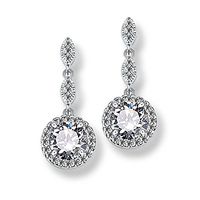 Goober Liu 3 Section Circle Modeling Fashion Crystal Earrings,Zircon-Gemstone Eardrop, 1 Pair (White)