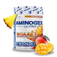 VMI Sports, Aminogex Ultra BCAA Powder, Tropical Mango, 30 Servings, Branched Chain Amino Acids Powder for Endurance & Muscle Recovery, Pre- or Post-Workout Supplement for Muscle Building