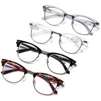 DOOViC 4 Pack Blue Light Blocking Reading Glasses Anti Eyestrain Fashion Classic Style Spring Hinge Computer Readers for Women Men 2.50 Strength
