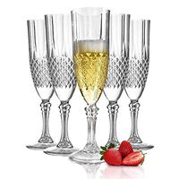 Plastic Champagne Flutes - 48 Pcs Disposable Fancy Crystal Cut Clear Champagne Glasses - 8 oz Unbreakable Elegant Party Drinking Cocktail Wine Glass for Weddings, Easter, Birthday & All Occasions