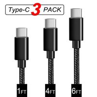 Huaham USB Type C Cable, [3-Pack,1ft,4ft,6ft] USB C Fast Charging Cable for Samsung Galaxy S10/S10 Plus/S9/S9 Plus/S8/ S8 Plus/Note 9/Note 8 Google Pixel 3 LG V30 G6 and More (Black)