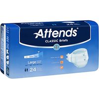 Attends Classic Briefs with Dry-Lock Technology for Adult Incontinence Care, Large, Unisex, 24 Count (Pack of 4)