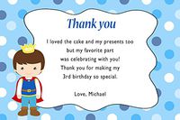 30 Personalized Thank You Cards Blue Polka Dots Royal Prince Design Baby Shower or Birthday Party Event + 30 White Envelopes