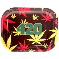 '420' Small Metal Tray - Red, Yellow, Green Leaf