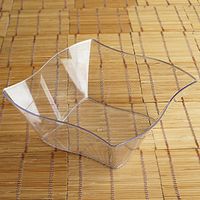 BalsaCircle 24 pcs 35 oz Clear Wave Design Plastic Bowls - Disposable Wedding Party Catering Tableware