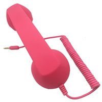 DONG 3.5mm Retro Phone Telephone Radiation-proof Receivers Cellphone Handset For Phone 4 5 6 7 Classic Headphone MIC Microphone (Rose red)