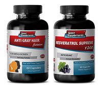 Immune Booster Essential - Anti Gray Hair Solution – RESVERATROL Supreme 1200 - Nettle Tea Organic - 2 Bottles Combo (60 Capsules + 60 Capsules)
