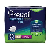 Prevail Breezers 360 Protective Underwear, Ultimate Absorbency, Size Three, 15 Count (Pack of 4 (60 Count))