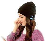 Kool Beanie: Casual Design Wireless Music Hat, Hands Free Calling, Bluetooth Cap with Headphones, Headset Knitted with Stereo Speaker Earphones and Microphone (Black)