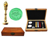 MNYR Christmas Santa Face Luxury Wood Box Gold Metal Peacock Wedding Invitations Gift Cards Paper Stationary Envelope Seals Custom Logo Wax Seal Sealing Stamp Wax Stick Melting Spoon Wood Gift Box Kit