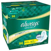 CentralAthena Always Ultra Thin Regular Pads with Wings, 96 Count