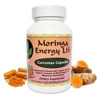 Curcumax - Turmeric Plus Moringa Capsules! - 100% Pure and Natural Turmeric with Black Pepper and Moringa Blend in 120 Capsules, 500 mg per Capsule. Vegan and Organic Curcumin, ingest for Vitality.
