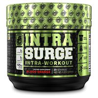 INTRASURGE Intra Workout Energy BCAA Powder - Fermented BCAA Amino Acids, Natural Caffeine, L-Citrulline, and More for Muscle Building, Strength, Pumps, Endurance, Recovery - Blood Orange, 20sv