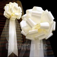 Large Ivory Wedding Pull Bows with Long Tulle Tails - 9" Wide, Set of 6, Wedding Pew Bows, Aisle Decor, Reception, Anniversary, Birthday, School Dance, Fundraiser, Store Front, Christmas