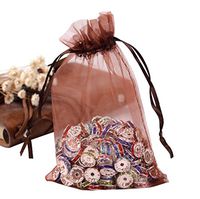 PH PandaHall 100PCS 4x6 Inches Chocolate Organza Gift Bags with Drawstring Candy Bags Jewelry Pouches for Baby Shower, Wedding, Birthday, Party, Christmas