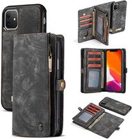 Jennyfly Galaxy Note 10 Wallet Case for Girls, Retro Removable Zipper Wallet Phone Case with Multi Card Slot PU Leather Protective Multifunction Phone Cover for 2019 6.3 inch Galaxy Note10 - Black