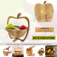CURE SECRET Collapsible Apple Shaped Kitchen Baskets Fruits and Vegetable Pure Natural Bamboo Basket Reusable/Space Saver