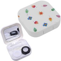 Portable Contact Lens Case Box Travel Kit Mirror + Bottle + Tweezers Container Holder [ Watercolor Colorful Flowers ]