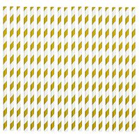 Rink Drink Biodegradable Paper Drinking Party Wedding Celebration Straws - Gold and White - Party Wedding Celebration Pack of 50