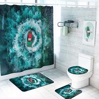 Naiflowers Bathroom Mat Sets 4 Piece, Non Slip Carpet Doormats Decor Shower Curtain and Rugs Bath Mat for tub Kids Floor, Non-Slip Shower Curtain Bathroom Mat for Entry Kitchen