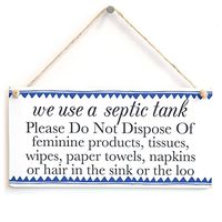 IvyDalton We Use A Septic Tank Please Do Not Dispose Of&Hellip; The Loo - Blue Border Septic Tank Rules Door Shabby Chic Wooden Sign Plaque 5" X10" For Bathroom Or Toilet Easy To Read