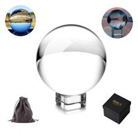 JIHUI Photograph Crystal Ball Sphere K9 Glass Ball 2.36" (60mm) with Pouch & Stand for Photography Prop and Decorative