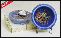 Habersham Candle Co 7" Wax Pottery Bowl Indigo Amber With Stand
