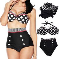 ELEOPTION® Women Girls Vintage 50s Pinup Girl Rockabilly High Waist Retro Bikini Swimsuit Set