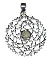 Moldavite Sterling Silver Pendant Crown Chakra Design
