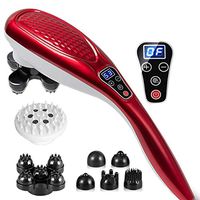 LLMLCF Electric Hand Massager Deep Tissue Impact Massage 4 Speeds and 7 Interchangeable Node Deep Tissue Massagers for Neck and Shoulder Back Body Pain Relief