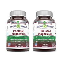 Amazing Formulas - Chelated Magnesium Dietary Supplement - 250 Milligrams - 180 Tablets (Non-GMO, Gluten Free) Promotes Muscle and Bone Health - Supports Metabolic Energy Production. * (Pack of 2)