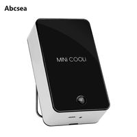 Abcsea 1 Piece USB Portable Water-Cooled Cooling Fan,Desk Personal Fan with USB & Battery, Black Mini Air Conditioning Fan USB Rechargeable