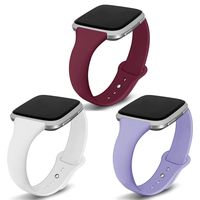 Kmasic Compatible Versa Bands 3 Pack, Narrow Slim Soft Silicone Small Replacement Wristband for Versa/Versa Lite Edition Women Men, White/Wine Red/Lavender, Small