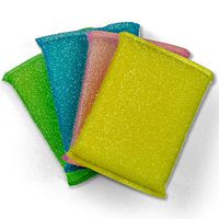 DecorRack 4 Dishwashing Scourer Pads, Premium Non-Scratch Scouring Sponges, Dish Stain Remover, Durable and Absorbent Cleaning Scrubber for Kitchen, Garage, Bathroom (Pack of 4)