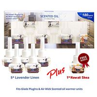 Clean-n-Fresh Scented Oil 5 Refills + 1 Free Bonus 120ml 4oz, Fits Glade & Air Wick Warmer (NO Warmer Included)(5 Lavender Linen +1 Hawaii Shea)