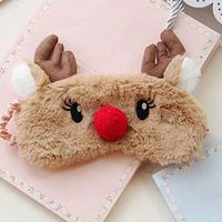 Eutuxia Cute Animal Sleeping Mask, Blindfold Eye Mask Elastic Bandage for Night Sleep, Perfect for Long Distance Travel, Nap, in Plane, Car, Train, Home & More. Soft Furry Fluffy & Adorable [Elk]