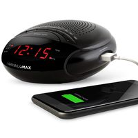 HANNLOMAX HX-200 Alarm Clock Radio, PLL FM Radio, with Preset Stations, Dual Alarm, LED Display, USB Port for 1A Charging, AC/DC Adaptor Included (Black)