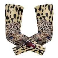 LEVEIS White Cheetah Jaguar Arm Sleeves UV Protection for Men Women Sunblock Protective Gloves Running Golf Cycling Driving Long Arm Cover 1 Pair