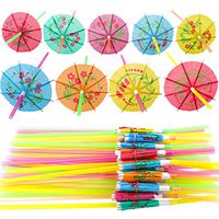 Tomnk 120pcs Umbrella Disposable Bendy Drinking Straws for Luau Hawaii Beach Party