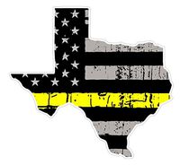 CustomDecal US Texas State (E2) Thin Yellow Line Dispatch Vinyl Decal Sticker Car/Truck Laptop/Netbook Window