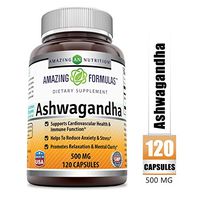 Amazing Formulas Ashwagandha - 500 Mg, 120 Capsules (Non-GMO,Gluten Free) - Supports Cardiovascular Health & Immune Function - Helps to Reduce Anxiety & Stress - Promotes Relaxation & Mental Clarity.