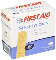 American White Cross Sensitive Skin Adhesive Strips, Sterile, 1" x 3", 100 per Box, 12 Box per Case (Pack of 1200) (89115)