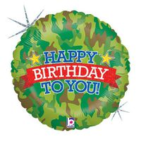 Betallic 7738318 18" Camo Birthday Foil Balloon, 18 Inch, Multi-Color