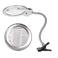 LED 5X Magnification Desktop Magnifier Clamp Lamp, Foldable Magnifying Loupe for Reading, Newspapers, Soldering