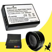 58mm 2X Telephoto Lens for Canon EOS Rebel T3i with Canon 55-250mm Lens + Halcyon LP-E10 Battery for Canon EOS Rebel T3i Bundle